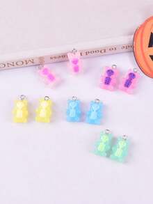 10pcs Glow-In-The-Dark 3D Alien Resin Jewelry Pendant Earring Necklace DIY Accessories For Women - Alien - View 3