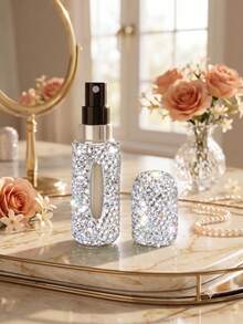 3/2/1pc Luxury Rhinestone Perfume Refillable Bottles (5ml) | Portable Sparkling Travel Spray Bottles | Vacuum Press Fine Mist Sample Dispenser For Women | Elegant Cosmetic Storage - Multicolor - View 13