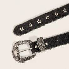 1pc Women's Western Cowgirl Heavy Duty Buckle Y2K Belt Suitable For Daily Wear, Party, Gathering - Black - View 7
