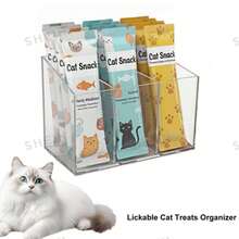 1 buah Kotak Penyimpanan Camilan Kucing yang Bisa Dijilat, Rak Penyimpanan Snack Akrilik untuk Meja, Wadah Penyimpanan Makanan Kucing yang Dapat Diremas dengan Sekat yang Dapat Dilepas, Pengatur Camilan Basah untuk Kucing, Cocok untuk Lemari Dapur, Rak Penyimpanan Makanan, Kulkas, Kotak Penyimpanan Multifungsi yang Hemat Ruang - Normal - View 3