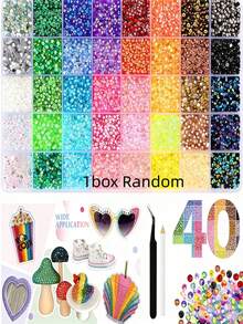 1440pcs Mixed Color Round Flat Back Rhinestones Resin Crystal Gems DIY Craft Decorations For Manicure Garment Phone Case Decor - Multicolor - View 13