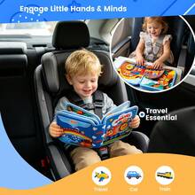 1-3歲幼兒火車忙碌書，蒙特梭利動物旅行主題靜心書，互動式教育學習玩具，1-3歲男孩女孩生日禮物 - 藍色 - 查看 9