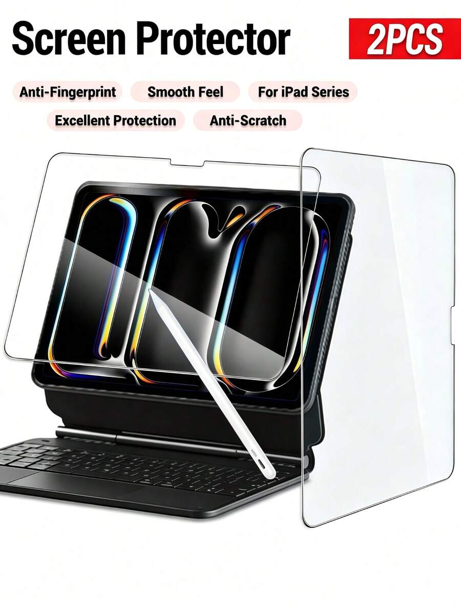 2片平板螢幕保護貼 相容 iPad Air 2026 (11吋/13吋) / Air 2025 (11吋/13吋) / Pro 13吋 / Pro 12.9吋 / Pro 11吋 / 11代 A16 11吋/10.9吋 (2025/2022款) 高清透明鋼化玻璃 - 無色 - 查看 1