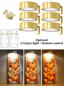 1/3/6pcs Wireless Metal Wall Mounted Art LED Picture Light, Wall Lamp, String Light, Lighting Fixture, Night Light, Reading Light, Magnetic Wall Light, Suitable For Hallway, Bedroom Decor, Living Room, Party Decor, Home Decor, Room Decor, Christmas Decor - Tricolor Light - View 2