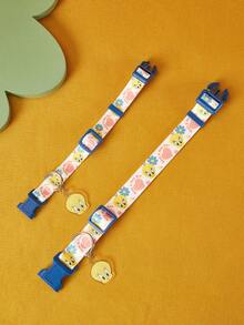 LOONEY TUNES X PETSIN 卡通花卉印花宠物基础款狗项圈 - 藍色 - 查看 7