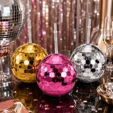 2pcs/6pcs Disco Ball Cups, Beverage Cups With Straws, Silver Metallic Foil Colorful Graduation Anniversary Bachelorette Party Birthday Disco Cups, Suitable For Parties, Graduation Parties (Straws Not Included) - Multicolor - View 5