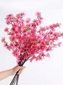 10/5/1件人造櫻花絲綢桃花，春季裝飾DIY花藝，適合花園、居家桌面中心裝飾、派對婚禮裝飾、庭院櫻花枝、仿真植物，適用於戶外室內房間、浴室、辦公室、露台、庭院、牆面、陽台花瓶裝飾 - 粉色 - 查看 3