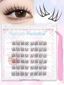 EYELASH EVOLUTION 6-Pack Self-Adhesive Segmented False Eyelashes (No Glue Needed), Glue-Free Korean Idol Style False Eyelashes - New Lightweight Segmented Design (ACE Idol Series 3.0), Create Cartoon-Like Beautiful Lashes; Large Capacity, Reusable False Eyelashes, DIY Single Cluster Lashes, Easily Create Exquisite Eye Makeup, Glue-Free Self-Adhesive Design, Simple And Convenient To Wear, Lightweight And Comfortable, Suitable For Daily Makeup, Holiday Parties, Music Festivals, Concerts And Other Occasions - CC - View 1