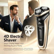 WEEME 1pc Men's Electric Shaver, Cordless Rotating Shaving Tool, USB Charging - Equipped With LED Intelligent Digital Display, Portable Electric Shaving Razor, Suitable For Travel And Daily Shaving. - Champagne Gold - View 1