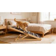 Upgraded Dog Ramp For Couch, Small Dog Ramp For Sofa, 6 Adjustable Height From 14'' To 25", Portable Stable Pet Steps With Non-Slip Pad, Pet Ramps Use For Sofa Couch Stairs - Natural Wood - View 9