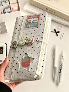 A6 復古白色波點 DIY PU 夾式活頁筆記本，含 90 張內頁 - 長方形 - 查看 10