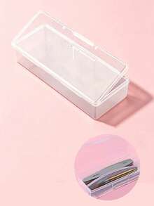 1pc Double Layer Nail Art Tool Storage Box, Large Capacity, Can Store Nail Polish, Glue And Nail Files, Double Layer Compartment Storage Box - White - View 1