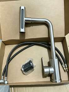 Stainless Steel Kitchen Faucet With Waterfall Function, Single Handle 4-Mode Hot & Cold Water Tap, High Arc Spout With 360° Swivel, Dual Control Handle Anti-Splash Design, Modern Bohemian Style, Durable Stainless Steel Material, Single Hole Installation, Includes Installation Hardware, Perfect For Kitchen And Bathroom Sinks, Essential Modern Home Accessory, Ideal Holiday Gift And Home Renovation Choice - Silver - View 17