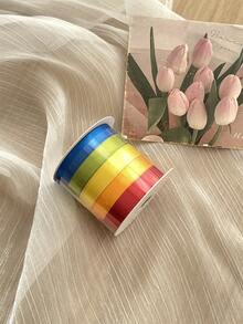 5 Rolls Multi-Color Polyester Satin Ribbon, Gift Wrapping, Floral DIY, Craft Decoration Ribbon, Premium Sheer Satin Ribbon, Suitable For Bouquets, Birthday Gift Wrapping - Multicolor - View 8