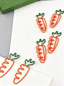 30/10pcs Two Tone Baked Paint Carrot Paper Clip Metal Personalized Clip Bookmark Receipt Office Stationery Paper Clip High Aesthetic Value - Multicolor - View 3