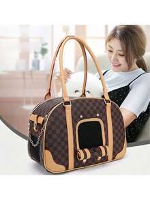 1pc Fashionable Pet Carrier Bag With Breathable Mesh, Small Animal Travel Bag, Spacious Interior, Equipped With Safety Buckle, Suitable For Cats, Puppies And Rabbits For Travel Or Vet Visits - Multicolor - View 5