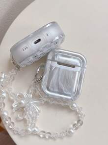Casing Pelindung Motif Bunga Layar Penuh Wind Feather Gauze untuk AirPods 4, Casing Pelindung Earphone Apple, Casing Earphone Bluetooth Pro 3, iPod Box Generasi ke-3, Casing Earphone 1/2 - Putih - View 3