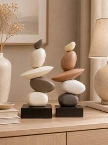Stacked Stone Sculpture - Abstract Balanced Rock Resin Art Sculpture, Fashionable And Elegant Design, Decorative Desktop Ornament, Suitable For Home And Office, Can Be Given As Birthday, Graduation, Christmas Gift. 3 Colors Available For You To Choose - Multicolor - View 5