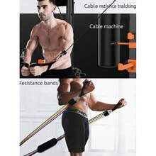 Heavy Duty Gym Cable Attachment Set With Triceps Rope, 2 Workout Handles, Door Anchor For Home Workout, Resistance Training And Pulley System - Black - View 4