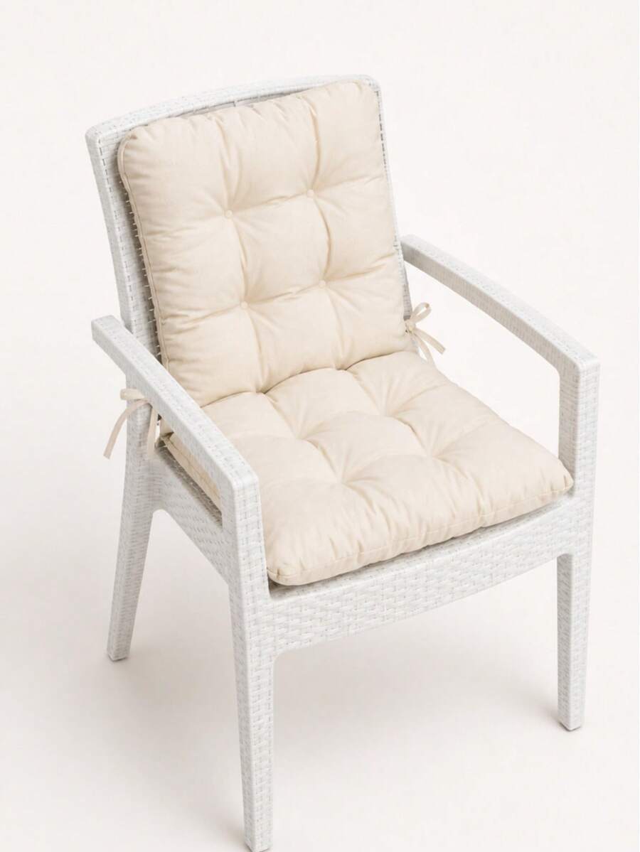 45x80 Cm Tufted Chair & Bench Cushion, Made In Turkey, Comfortable Seat Pad With Straps For Indoor & Outdoor Use - Gold - View 1
