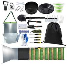 37pcs Complete Gold Panning Kit With 50" Sluice Box For Gold Mining ,Adults Aluminum Alloy Gold Mining Equipment, Includes Gold Pan, Classifier Screen, Separating Magnet And More - Black - View 2