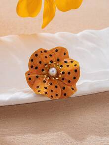 1pc Fashion Metal Dopamine Colorful Enamel Polka Dot Flower Pendant Ring, Suitable For Women's Daily Wear, Summer Vacation And Party - Flowers - View 7