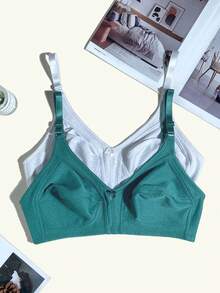 5pcs Plus Size Wireless Bra, Jacquard Pattern, Multi-Color Assortment, Adjustable Straps, Full Coverage Comfortable Lingerie - Multicolor - View 7