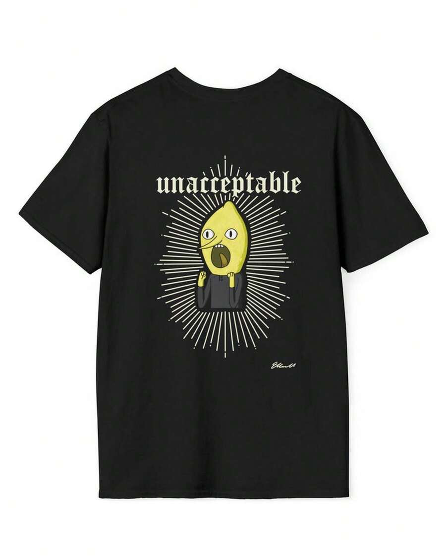 Conjuntos de Verano para Hombre, Camiseta Unisex de Algodón de Lemongrab , Tops para Mujer - Negro - Ver 1