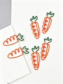 30/10pcs Two Tone Baked Paint Carrot Paper Clip Metal Personalized Clip Bookmark Receipt Office Stationery Paper Clip High Aesthetic Value - Multicolor - View 2