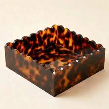 1pc Square Acrylic Tortoise Shell Pattern Storage Box With Lace Opening, Suitable For Storing Keys, Cosmetics, Desktop Sundries And More - Tortoiseshell - View 5