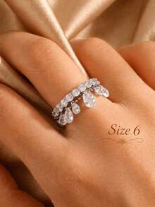 rakol 1 buah Cincin Tumpuk Rumbai Zirkonia Kubik Bentuk Tetesan Air Mata Galaksi Bergaya - set cincin - View 8