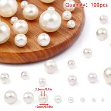 4-16mm Ngà voi ABS Ngọc trai Giả Hạt Với Thẳng Lỗ Đối với Quý cô Vòng tay & Vòng cổ DIY Làm đồ trang sức Chất liệu - Lỗ thẳng màu be - Xem 26