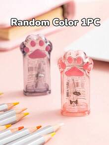 1pc Plastic Cat Paw Pencil Sharpener, Manual Operation, No Battery Required, Suitable For School And Office Stationery, Back To School Season - A - View 9
