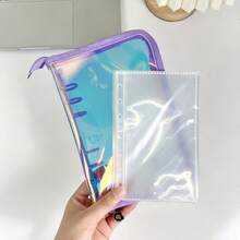 1pc A6 Laser Rainbow Loose-Leaf Binder, Zippered Planner, Large Capacity Sticker Storage Bag, Stationery Organizer, Detachable Inner Pages Multi-Functional Binder, IDOLME, Suitable For K-Pop Photo Album, Sticker Book, Savings Plan Book, Nail Art Storage, Diary, Notebook, School Supplies, Office Supplies, Back To School Supplies - A6 - View 10