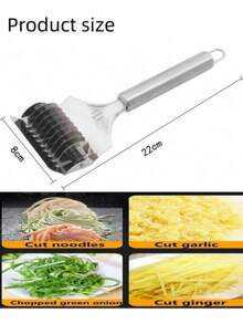 1pc Manual Noodle Cutter, Home Noodle Cutter, Stainless Steel Noodle Cutter, Noodle Knife, Roller Noodle Cutter Tool, Noodle Slicer, Noodle Cutter Tool, Noodle Slicer, Noodle Divider, Kitchen Essential Noodle Slicer - View 3