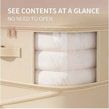 4x Large Collapsible Clothes Storage Bags With Zips, Bedding & Blanket Storage Organisers For Bedroom Wardrobe - Champagne - View 8