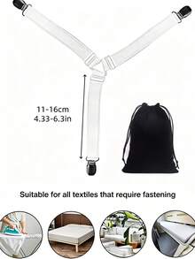 4pcs Elastic Bed Sheet Fastener, Triangular Adjustable Bed Sheet Clips, Non-Slip Bed Sheet Fixing Buckles, Keep Bed Sheet Flat And Stable, Suitable For Mattress Covers, Sofa Cushions, Daily Home Use - One Size Fits All - View 12