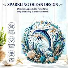 Set Dekorasi Gantung DIY Seni Mutiara Laut, Kit Manik-Manik Rhinestone Berbentuk Khusus Buatan Tangan, Dekorasi Gantung Dinding Jendela Gaya Pesisir, Set Seni Buatan Tangan Kreatif, Cocok untuk Pecinta Kerajinan, Hadiah Dekorasi Rumah dan Kantor - Set - View 4