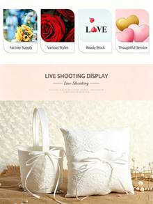 Wedding Flower Basket Ring Pillow, Large Ring Pillow - Wedding Lace Flower Basket Lace Pearl Ivory Ring Tray Wedding Party - View 6