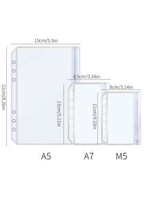 5pcs PVC Binder Pockets, 6-Hole Sealed Bags, A5/A6/A7/M5 Sizes Available. Ticket/Cash/Card/Photo Classification Storage. Office Storage Supplies - Multicolor - View 3