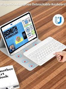 TIANYIMING Tablet Protective Case, Detachable Wireless Bluetooth Keyboard, Keyboard Cover Compatible With IPad 5th/6th/7th/8th/9th/10th/11th Gen (A16), Pro 11/Pro 12.9/Pro 13, Air 1/2/3/4/5/6/11/13 / Galaxy Tab Series Models / MatePad Series Models / Honor Pad Series Models / Pad Series Models / Pad Series Models / Tab Series Models / Xiaoxin Tab Series Models / IdeaTab Series Models - Grey - View 4