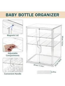 2/3 Tier Baby Bottle Storage Rack, 3-Tier Countertop Baby Bottle Storage Cabinet, Dual Magnetic Doors, Suitable For Baby Supplies, Baby Bottle Storage Cabinet - Multicolor - View 2