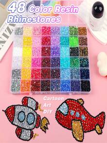 New 40 Mixed Color Luxury Gift Set With Heart-Shaped Rhinestone Stickers, Resin Colorful Box Gift Set, DIY Flat-Back Rhinestone Jewelry, Diamond Painting Accessories, Colorful Set, Rhinestones, Handicrafts, Gifts, Handmade, Handmade, Sparkling Set, Colorful Set, Performance DIY Decoration Shiny Crystal Diamond Stickers - 40-slot Luxury Set - View 3