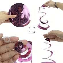 18pcs Shiny Purple Hanging Spiral Decorations, Foil-Like Plastic Swirl Garland, Suitable For Birthday, Wedding, Bridal Shower, Baptism, New Year And Party, Room, Ceiling And Wall Decoration, Party Supplies, Halloween Decoration And Christmas Decoration - Multiple Styles - View 4