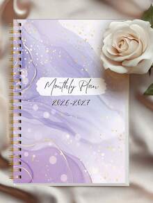 1pc 2026-2027 A5 Monthly Planner, Large Calendar Grid, Reference Calendar And Notes Pages, Gold Spiral Binding, Back To School Office Desk Accessories Notebook, Suitable For Teachers Use - A5 - View 1