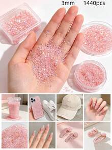 1440pcs Mixed Color Round Flat Back Rhinestones Resin Crystal Gems DIY Craft Decorations For Manicure Garment Phone Case Decor - Multicolor - View 2