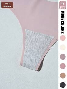 GYEY 6pcs Plus Size V-Cut Seamless Thong Panties - Invisible No Show Low Waist Friendly Super Soft Skin-Friendly Underwear - Multicolor - View 4