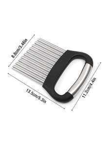 1pc Stainless Steel Wavy Potato Slicer, Vegetable & Fruit Slicer (Suitable For Salad, French Fries, Cucumber, Carrot, Etc.), Fancy Fruit & Vegetable Slicer, Salad Making Kitchen Tool, Creative Vegetable & Fruit Shaper - View 8
