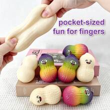 Juguete antiestrés con forma de cacahuete lindo, pelota sensorial de TPR pegajosa con rebote lento, forma de nuez realista, tamaño pequeño portátil de bolsillo, juguete squishy divertido con forma de comida para niños, adolescentes y adultos, alivio de la ansiedad, decoración de escritorio, juguete fidget - Multicolor - Ver 7