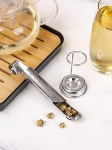 1 Set Saringan Teh Stainless Steel 304 dengan Dudukan Penyimpanan yang Sesuai, Saringan Teh Daun Lepas Gantung, Saringan Teh Jaring Halus yang Dapat Digunakan Kembali, Alat Seduh Teh Gantung Cangkir, Aksesoris Teh - MultiWarna - View 3